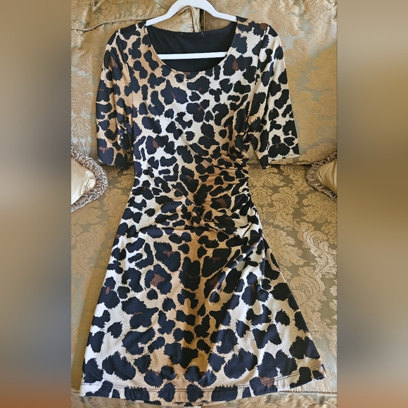 NWOT Cache Y2K Ruched Leopard Print Mini Dress - Picture 1 of 12